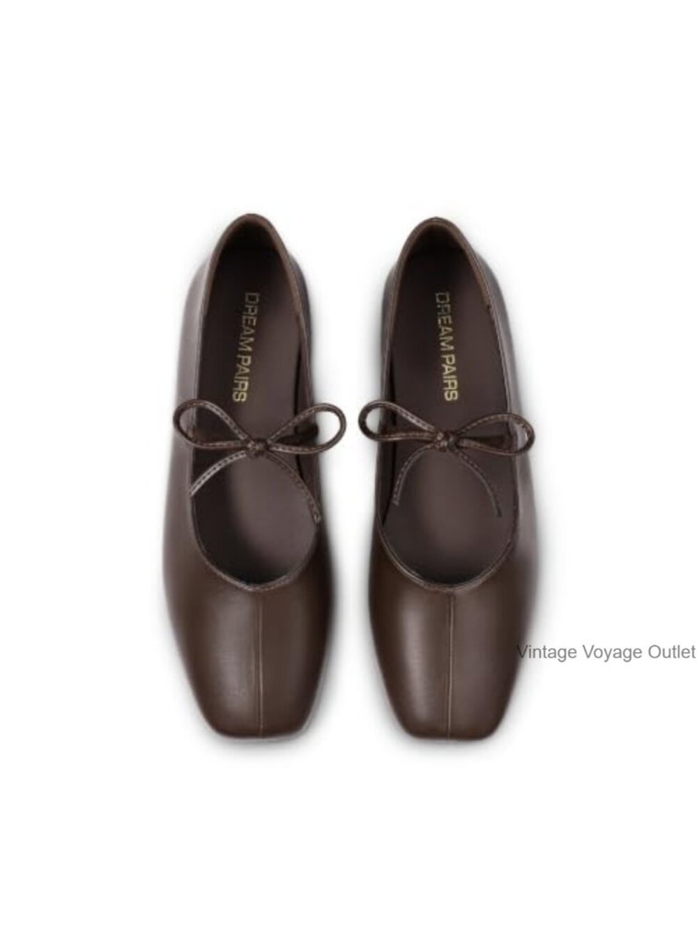 Women's Square Toe Mary Jane Ballet Flats Faux Leather Bow Detail Slip On